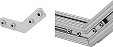 Image of ProductInUse. Front orientation. Contains Inset. T-Slotted Framing and Fittings. T-Slotted Framing Brackets, Miter Concealed Brackets, 45° Angle.