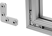 Image of ProductInUse. Front orientation. Contains Inset. T-Slotted Framing and Fittings. T-Slotted Framing Brackets, Miter Concealed Brackets, 90° Angle.