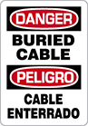 Image of Product. Front orientation. Signs. Electrical Hazard Signs, Danger—Buried Cable/Peligro—Cable Enterrado (English/Spanish).