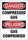 Image of Product. Front orientation. Signs. Hazardous Material Signs, Danger—Compressed Gas/Peligro—Gas Comprimido (English/Spanish).
