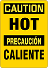 Image of Product. Front orientation. Signs. Hazardous Material Signs, Caution—Hot/Precaucion—Caliente (English/Spanish).
