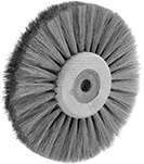 Image of Product. Front orientation. Wheel Brushes. Low-Scratch Wheel Brushes , For Use With Buffing Machines, Brass Bristles.