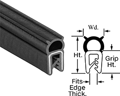 Image of Product. Front orientation. Contains Annotated, MultipleImages. Edge Seals. Oil-Resistant Push-On Edge Seals for Corners with Bulb on Top.