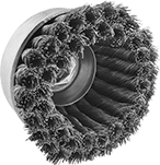 Image of Product. Front orientation. Cup and End Brushes. High-Coverage Aggressive-Cleaning Cup Brushes for Flat Surfaces.