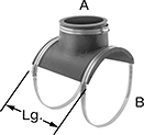 Image of Product. Front orientation. Contains Annotated. Pipe and Fittings. Drain, Waste, and Vent PVC Clamp-On Pipe Fittings for Water, Saddle Tap Tees, Clamp On × Clamp On.