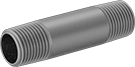 Image of Product. Male. Front orientation. Pipe and Fittings. Standard-Wall Galvanized Iron and Steel Threaded Pipe Nipples and Pipe, Pipe—Threaded on Both Ends, Male, Threaded Fitting Connection.