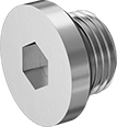 Image of Product. Male. Front orientation. Pipe and Fittings. High-Pressure Brass and Bronze Threaded Pipe Fittings, Hex-Drive Plugs with Gasket, Threaded Fitting Connection, Male.