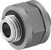 Image of Product. Male. Front orientation. Pipe and Fittings. High-Pressure Brass and Bronze Threaded Pipe Fittings, Straight Connectors with Gasket, Threaded Fitting Connection, Male, Hex Body.