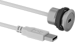 Image of Product. Front orientation. USB Cords. Panel-Mount USB Cords, USB-A Plug × Mini USB-B Socket with External Housing Threads.