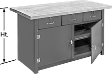 Image of Product. Front orientation. Contains Annotated. Workbenches. Heavy Duty Large-Capacity Cabinet Workbenches, Style A.
