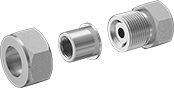 Image of Product. Female. Front orientation. Pipe and Fittings. Precision Extreme-Pressure Stainless Steel Threaded Pipe Fittings, Union Straight Connectors, Threaded Fitting Connection, Female, Hex Body.