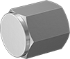 Image of Product. Female. Front orientation. Pipe and Fittings. Precision Extreme-Pressure Stainless Steel Threaded Pipe Fittings, Caps, Threaded Fitting Connection, Female, Hex Body.