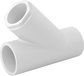 Image of Product. Back orientation. Standard-Wall PVC Pipe Fitting for Water, Wye Reducer, 1-1/2 Size Socket Female x 1-1/4 Size Socket Female.