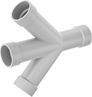 Image of Product. Female. Front orientation. Pipe and Fittings. Standard-Wall Plastic Pipe Fittings for Water, Double Wye Connectors, Cement Socket Female.