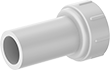 Image of Product. Cement Socket Male × GHT Female. Front orientation. Pipe and Fittings. Standard-Wall Plastic Pipe Fittings for Water, Straight Adapters, Cement-Socket Fitting Connection, Threaded Fitting Connection, Male, Female, Round Body.
