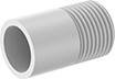 Image of Product. Cement Socket Female × GHT Male. Front orientation. Pipe and Fittings. Standard-Wall Plastic Pipe Fittings for Water, Straight Adapters, Cement-Socket Fitting Connection, Male, Female, Threaded Fitting Connection, Round Body.