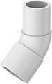 Image of Product. Female × Male. Front orientation. Pipe and Fittings. Standard-Wall Plastic Pipe Fittings for Water, 45° Elbow Adapters, Cement Socket Female × Cement Socket Male.