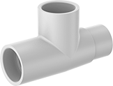 Image of Product. Female × Female × Male. Front orientation. Pipe and Fittings. Standard-Wall Plastic Pipe Fittings for Water, Right Angle Tee Adapters, Cement Socket Female × Cement Socket Female × Cement Socket Male.