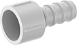 Image of Product. Cement Socket Female × Clamp-On Barbed Male. Front orientation. Pipe and Fittings. Standard-Wall Plastic Pipe Fittings for Water, Straight Adapters, Cement Socket Female × Clamp-On Barbed Male, Round Body.