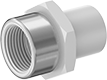 Image of Product. Male × Female (Back). Back orientation. Pipe and Fittings. Standard-Wall Plastic Pipe Fittings for Water, Straight Adapters with Collar, Cement-Socket Fitting Connection, Female, Male, Threaded Fitting Connection, Hex Body.