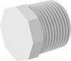 Image of Product. Male. Front orientation. Pipe and Fittings. Standard-Wall Plastic Pipe Fittings for Water, External-Octagonal-Drive Plugs, Threaded Fitting Connection, Male.