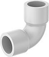 Image of Product. Female. Front orientation. Pipe and Fittings. Standard-Wall Plastic Pipe Fittings for Water, Long 90° Elbow Connectors, Cement Socket Female.
