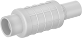 Image of Product. Female × Male. Front orientation. Pipe and Fittings. Standard-Wall Plastic Pipe Fittings for Water, Adjustable-Length Straight Adapters, Cement Socket Female × Cement Socket Male, Round Body.