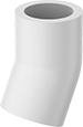 Image of Product. Female. Front orientation. Pipe and Fittings. Standard-Wall Plastic Pipe Fittings for Water, 22 1/2° Elbow Connectors, Cement Socket Female.