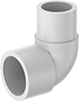 Image of Product. Cement Socket Female × Cement Socket Male. Front orientation. Pipe and Fittings. Standard-Wall Plastic Pipe Fittings for Water, 90° Elbow Adapters, Cement Socket Female × Cement Socket Male.