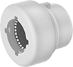 Image of Product. Push-to-Connect Grip Ring Female (Back). Back orientation. Pipe and Fittings. Standard-Wall Plastic Pipe Fittings for Water, Caps, Push-to-Connect Grip Ring Female.