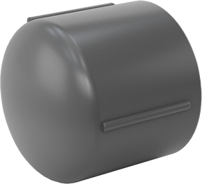 Image of Product. Front orientation. Thick-Wall PVC Plastic Pipe Fitting for Water, Cap, 1/2 Pipe Size Socket-Connect Female.