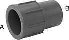 Image of Product. Cement Socket Female × Cement Socket Female. Front orientation. Contains Annotated. Pipe and Fittings. Thick-Wall Plastic Pipe Fittings for Water, Straight Reducers, Cement Socket Female × Cement Socket Female.