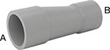 Image of Product. Cement Socket Female × Cement Socket Female. Front orientation. Contains Annotated. Pipe and Fittings. Thick-Wall Plastic Pipe Fittings for Water, Offset Straight Reducers, Cement Socket Female × Cement Socket Female.