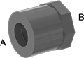 Image of Product. Cement Socket Male × Cement Socket Female. Front orientation. Contains Annotated. Pipe and Fittings. Thick-Wall Plastic Pipe Fittings for Water, Bushing Straight Reducing Adapters, Cement Socket Male × Cement Socket Female, Hex Body.
