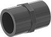 Image of Product. Cement Socket Female. Front orientation. Pipe and Fittings. Thick-Wall Plastic Pipe Fittings for Water, Straight Connectors, Cement Socket Female, Round Body.