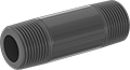 Image of Product. Male. Front orientation. Pipe and Fittings. Thick-Wall Plastic Pipe Nipples and Pipe for Water, Pipe—Threaded on Both Ends, Male, Threaded Fitting Connection.