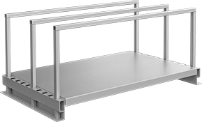 Image of Product. Base with Three Dividers. Front orientation. Sheet Racks.