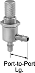 Image of Product. Front orientation. Contains Annotated. Flow-Adjustment Valves. Compact Precision Flow-Adjustment Valves with Barbed Fittings, Handle-Operated Valve.