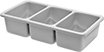 Image of Product. Front orientation. Pans. Plastic Compartmented Pans, 3 Compartments.