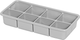 Image of Product. Front orientation. Pans. Plastic Compartmented Pans, 8 Compartments.