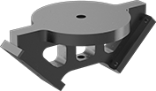 Image of Product. Front orientation. Robot Tool Mounts. Robot Tool Mounts for Two Tools, End-of-Robot-Arm Mount, Black Anodized Aluminum, Blank Mount.