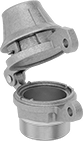 Image of Product. Bottom orientation. Breather Vents. Lockable Breather Vents with Cap, Threaded NPT Male, Aluminum Body.