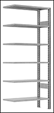 Image of Product. Open Shelving Add-On Unit. Front orientation. Contains Border. Shelving. Heavy Duty Quick-Assembly Shelving, Open Shelving, 6 Shelves, Add-On Units.