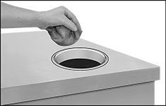 Image of ProductInUse. Front orientation. Contains Border. Countertop Trash Chutes.