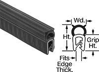 Image of Product. Front orientation. Contains Annotated, MultipleImages. Edge Seals. Water- and Weather-Resistant Push-On Edge Seals for Corners with Bulb on Top.