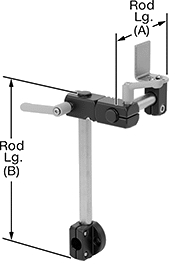 Image of Product. Front orientation. Contains Annotated. Conveyor Accessory Mounts. Graduated Modular Conveyor Sensor Mounts, Adjustable Connectors—Blank Sensor Hole.