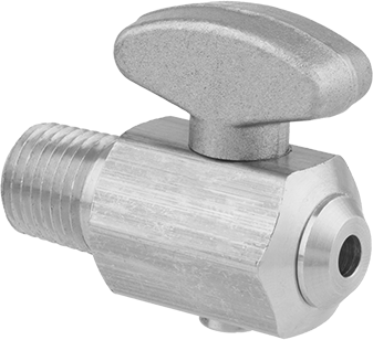 Image of Product. Front orientation. Drain Valve, Wing Nut Handle, Internal Seal and 1/4 NPT Male Inlet.