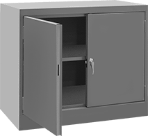 Image of Product. (Style B) One Shelf. Front orientation. Cabinets. Bench-Height Shelf Cabinets, Stationary, Keyed Lock, Style B.