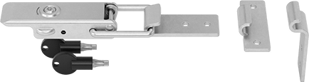 Image of Product. Bottom orientation. Torx-Drive Draw Lock, Zinc-Plated Steel, 1-3/8" Latching Distance.