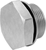 Image of Product. Male. Front orientation. Pipe and Fittings. High-Pressure Iron and Steel Threaded Pipe Fittings, External-Hex-Drive Plugs with Gasket, Threaded Fitting Connection, Male, Hex Body.